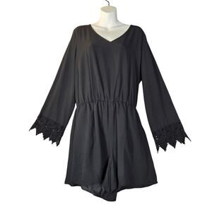 Decree Women XL Romper Shorts Black Pockets Flowy Casual Goth Witchy Whimsigoth